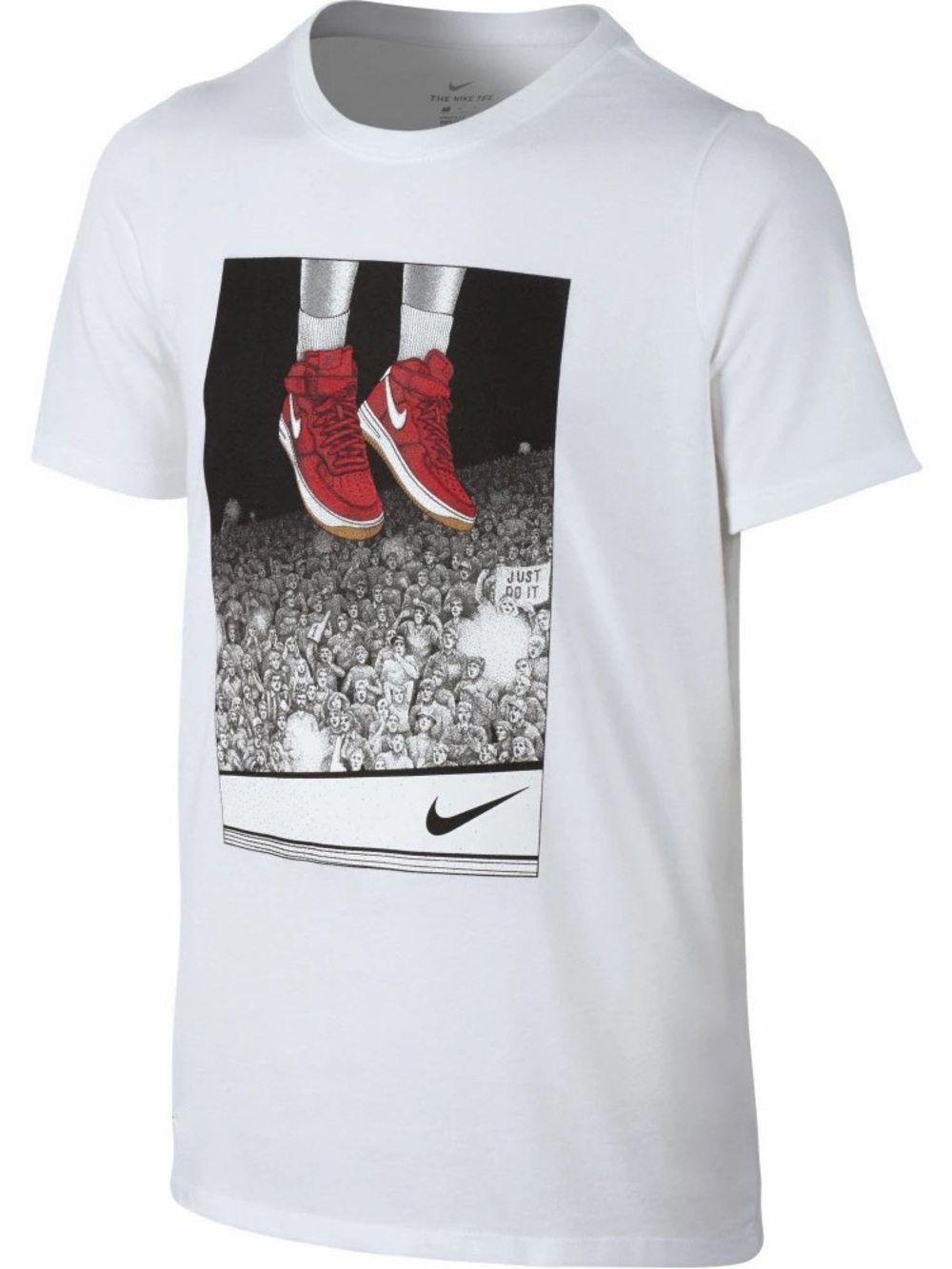 Nike White T-Shirt with Red Sneaker Graphic